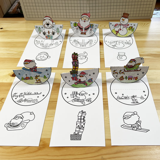 クリスマスゆらゆらシーソー・はさみと色塗りの活動