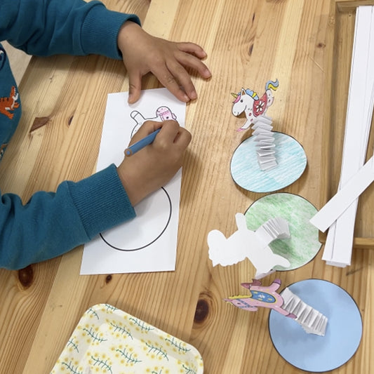 Stretchy Paper Spring (Horse Playground Rider) Craft