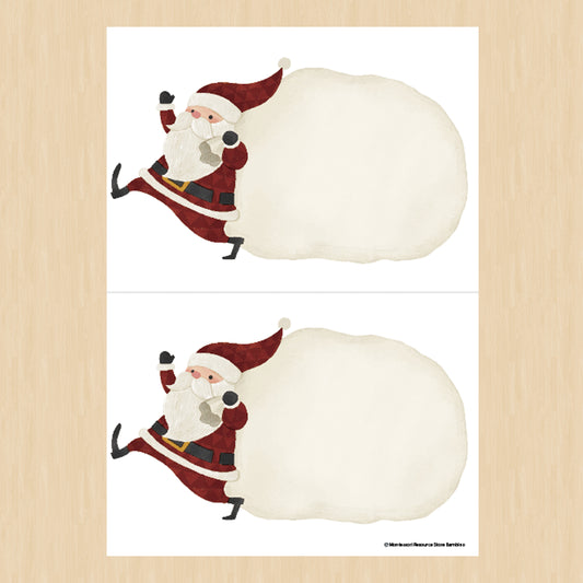 サンタのギフトバッグ - ハサミ切りとのり貼りのお仕事