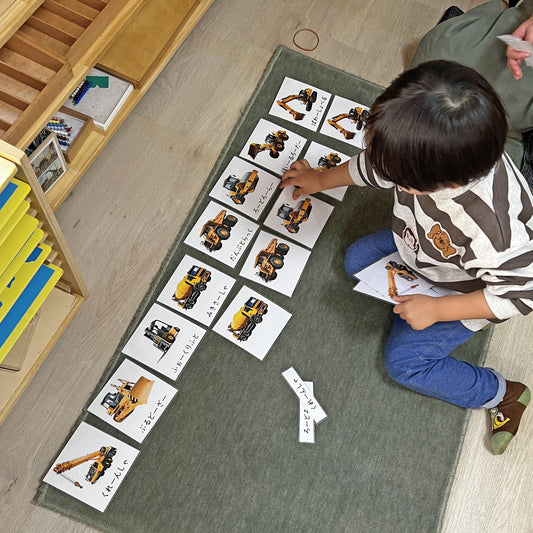 Montessori 3-Part Construction Vehicles Picture Cards – Japanese & English
