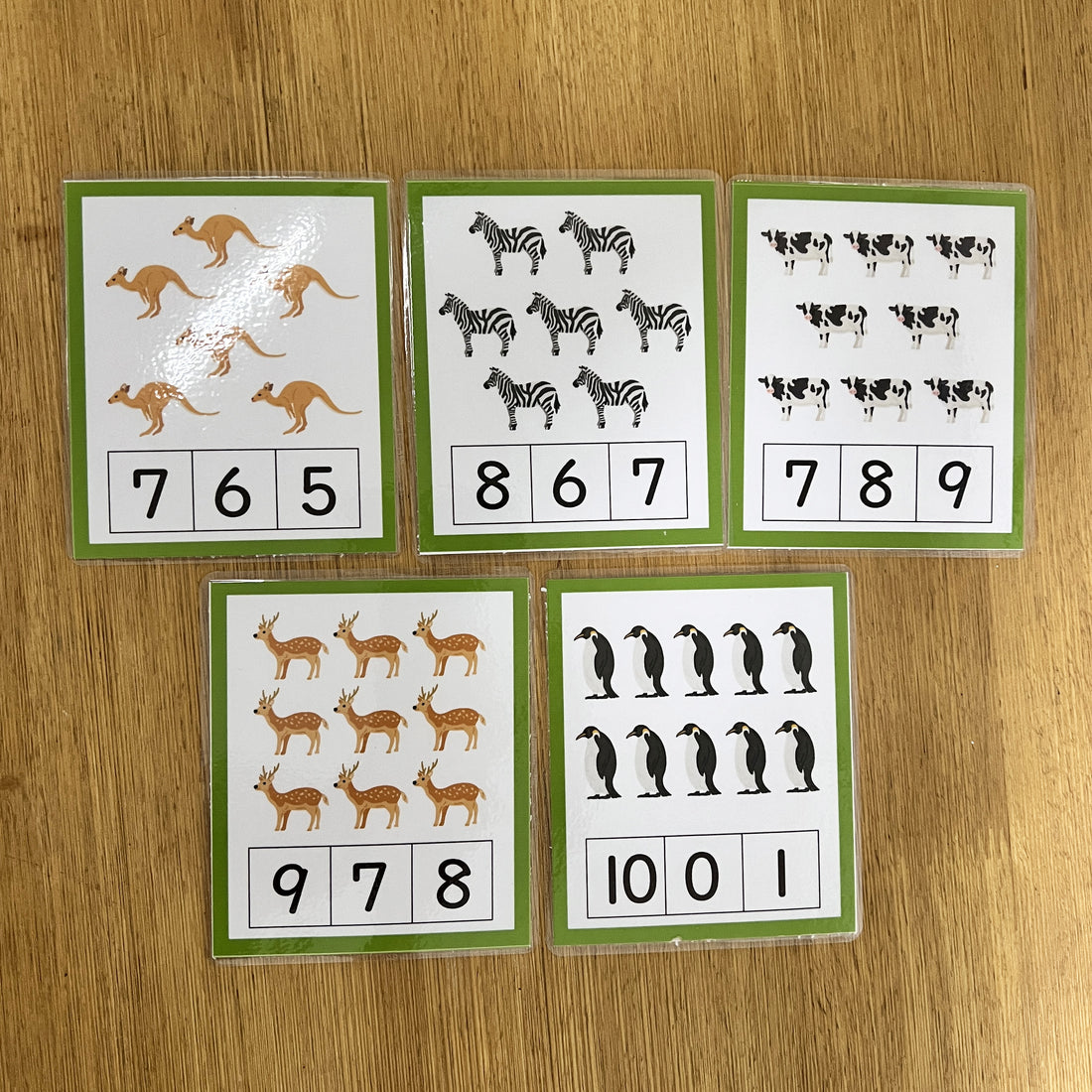 Animals Montessori Count and Clip Cards, Number 1 - 10