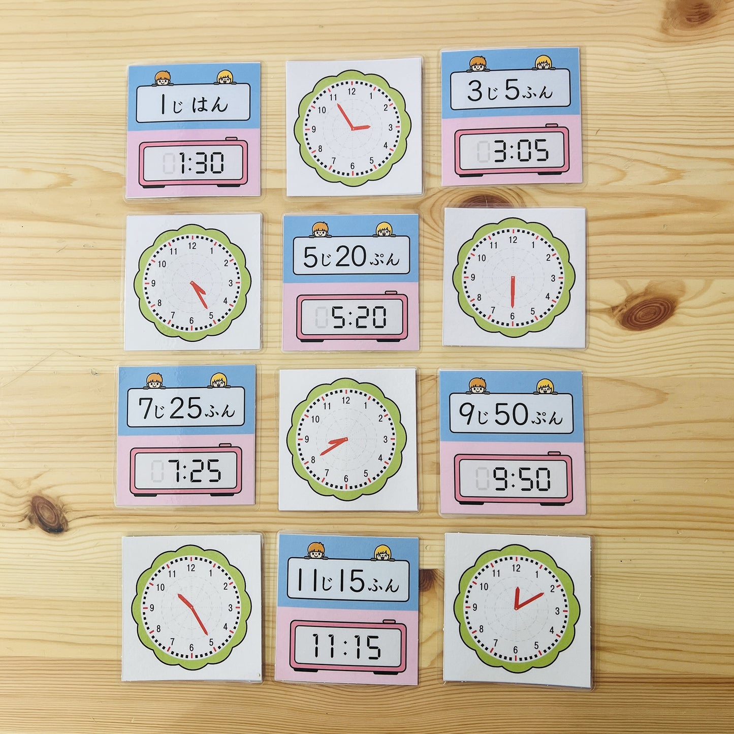 Clock Learning Cards | Learn Time with Analog and Digital Clocks (Japanese & English Version)