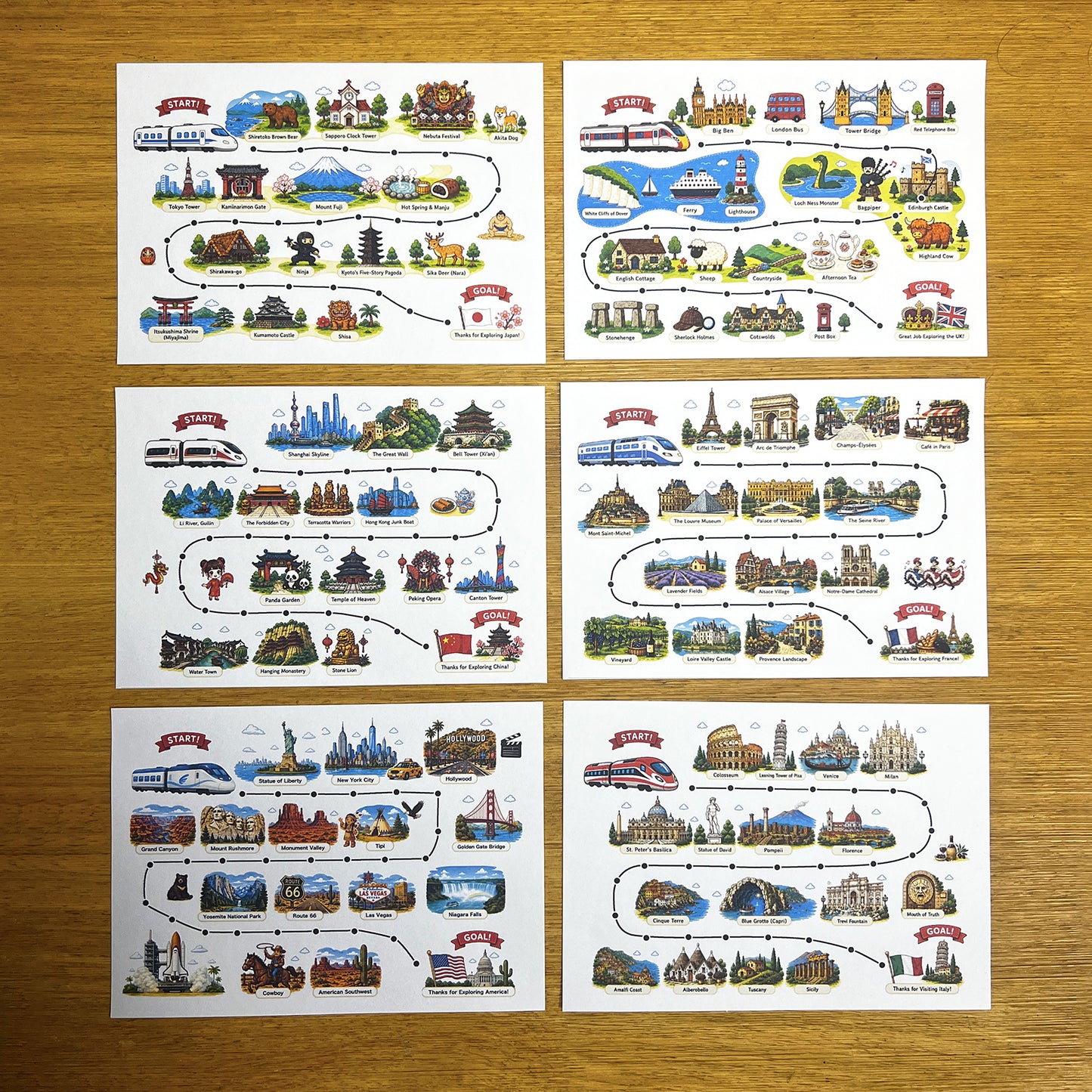 Around the World Sewing Cards | Japan, United Kingdom, France, Italy, United States & China