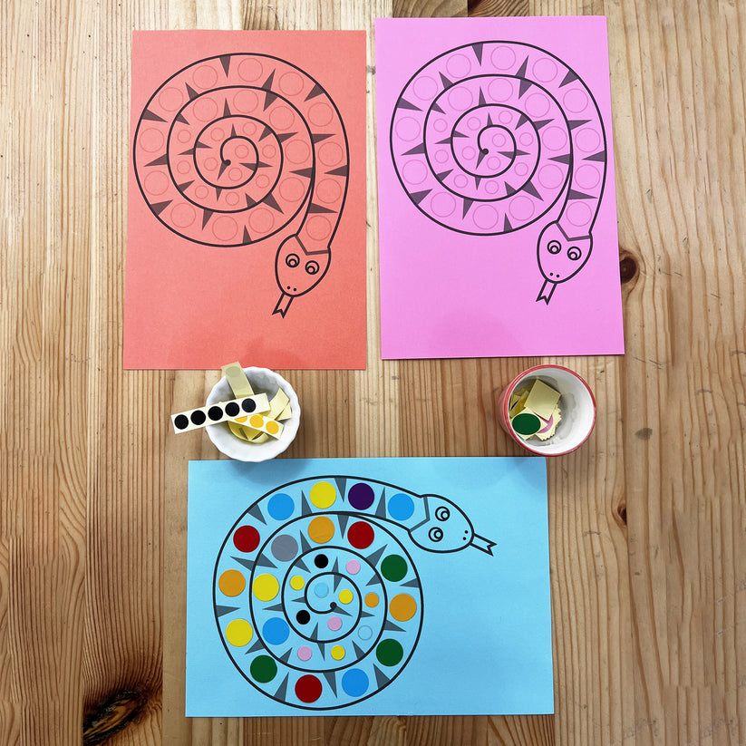 Coiled Snake Sticker & Scissor Activity – Montessori Resource Store Bambino