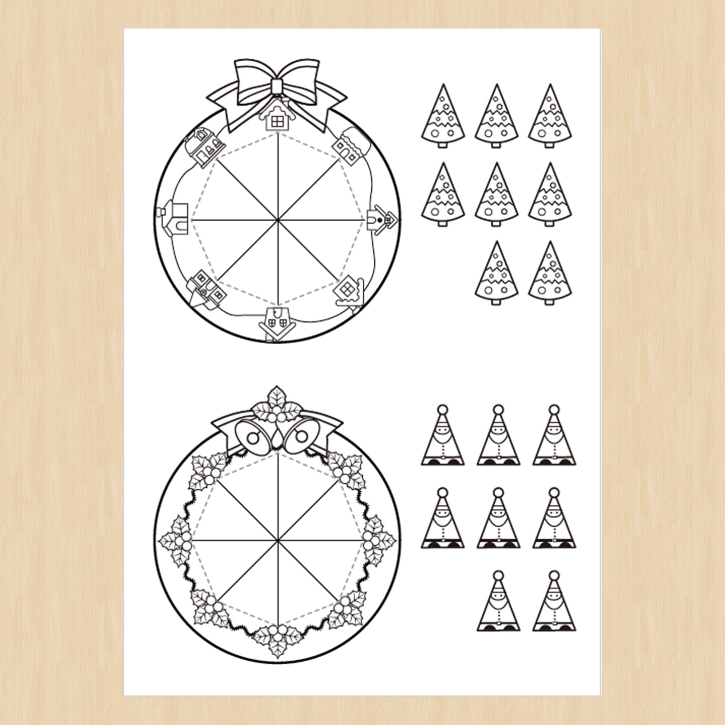 用剪刀开洞的圣诞花环手作