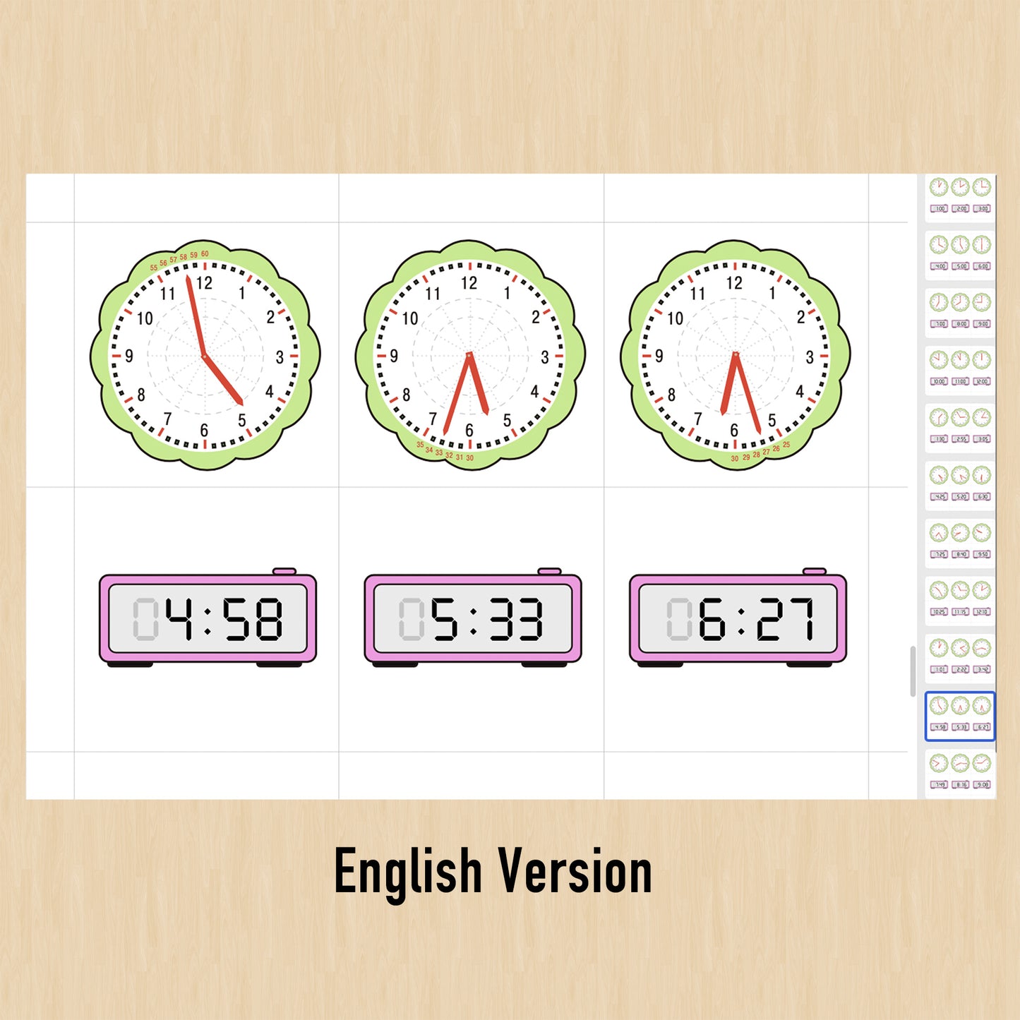 Clock Learning Cards | Learn Time with Analog and Digital Clocks (Japanese & English Version)