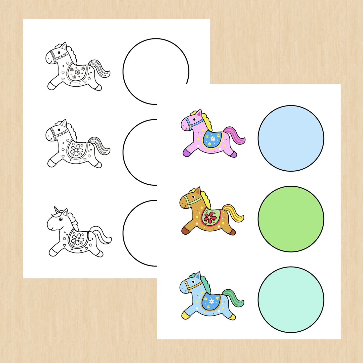 Manualidad de resorte elástico de papel (caballo mecedor de juegos)