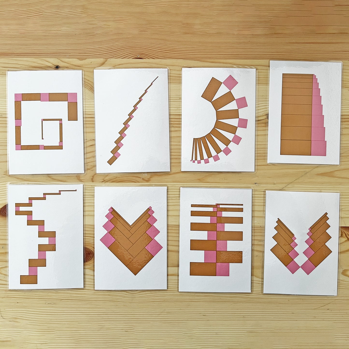 Montessori Pink Tower & Brown Stair All-in-One Pattern Card Set