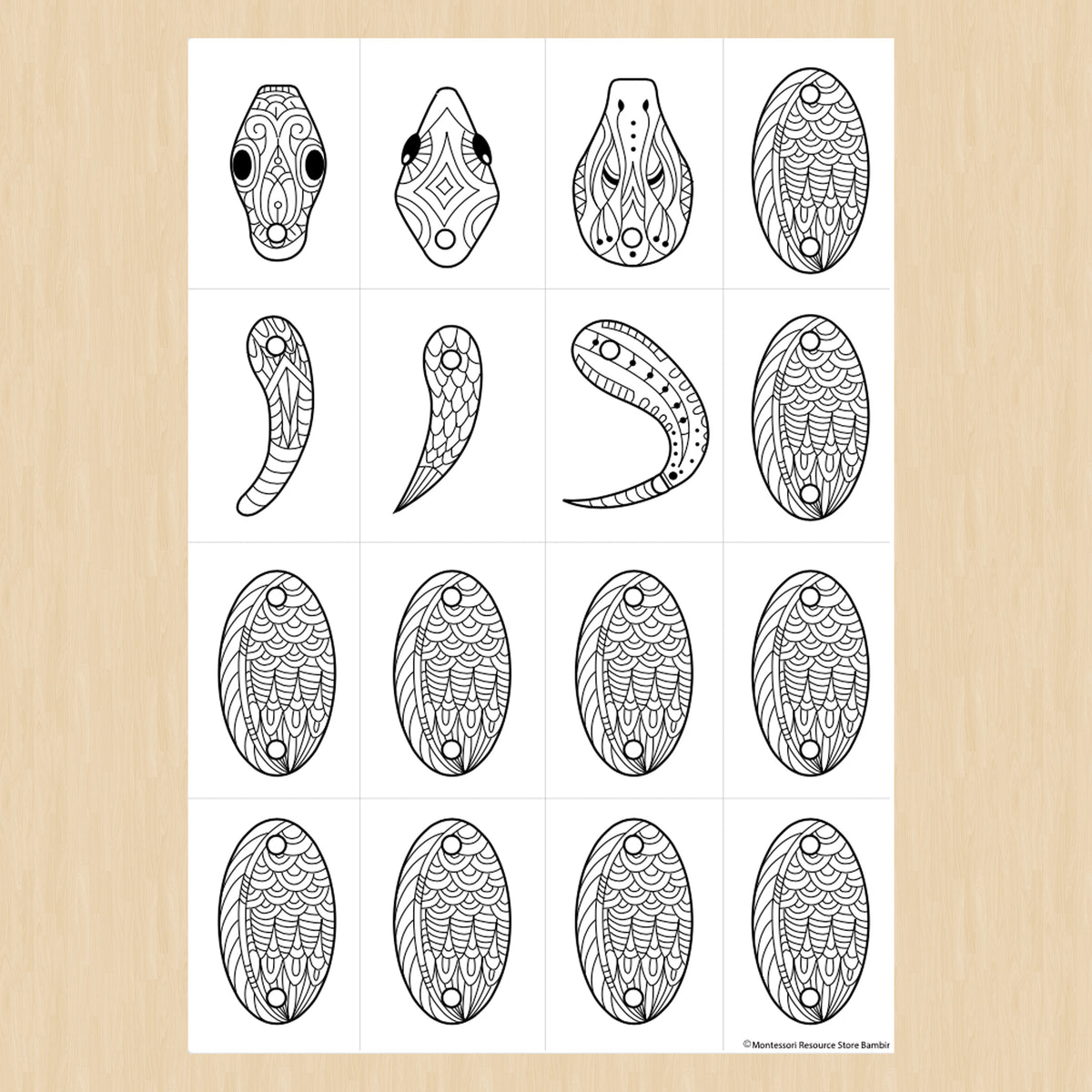 Color Cut Out Snake Cut & Color Split Pin Snake for Scissors and coloring Skills ...